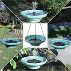 Solar Fountain Ceramic Hanging Bird Bath,Bird Bath for Outside,Outdoor Fountain Bird Bath,Garden and Home Decor