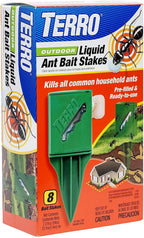 Terro T1812 Outdoor Liquid Ant Killer Bait Stakes - 8 Count (0.25 oz each) (2 Pack)