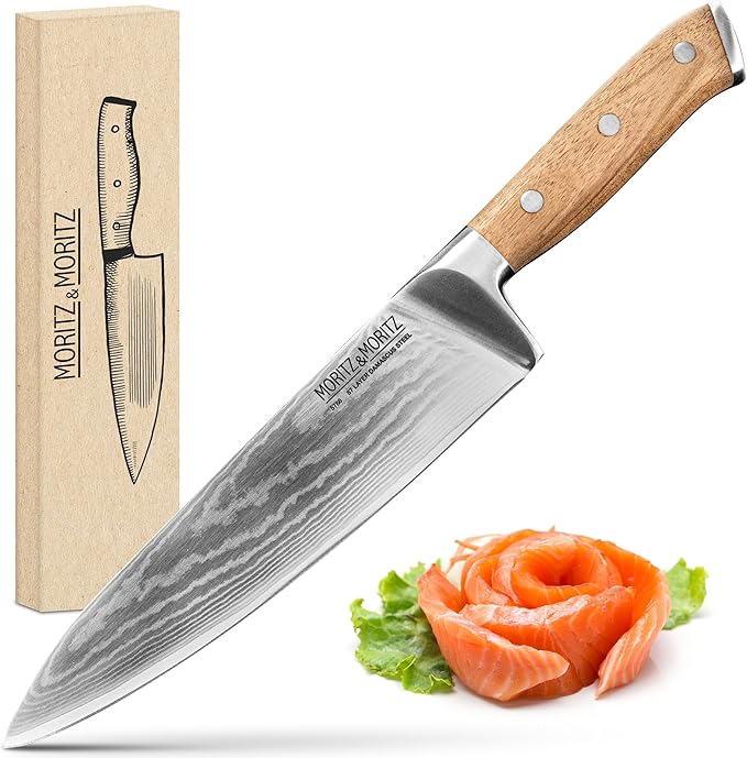 Damascus Knife 8 Inches | Professional Chef’s Knife | 67-Layer Damascus Steel – Razor Sharp Blade – Ergonomic Acacia Wood Handle – Versatile Kitchen Knives