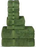 Chakir Turkish Linens | Hotel & Spa Quality 100% Cotton Premium Turkish Towels | Soft & Absorbent (8-Piece Towel Sets, Moss)