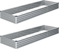 10×3×1FT(2PCS) Galvanized Raised Garden Bed Kit, Metal Planter Boxes，Large Outdoor Planters Garden for Planting Vegetables,Flowers,Herbs -Silver