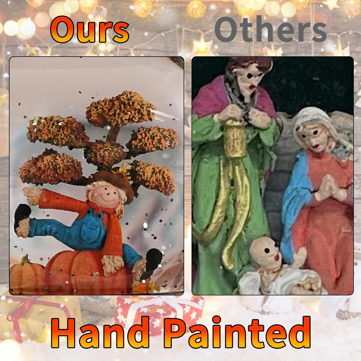 Thanksgiving Decorations Snow Globes, Light Up Snow Globe Lantern with Scarecrow Pumpkin, 6H Timer, USB & Battery Operated Fall Decorations for Autumn Thanksgiving Harvest…