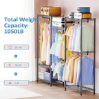 IZEUK Heavy Duty Garment Rack, Wardrobe Combination and Tall Dresser with Hanging Rack for Clothes with 5 Rods, Freestanding Adjustable Metal Closet Organizer, 15.7" D x 70.8" W x 76.5" H, Black