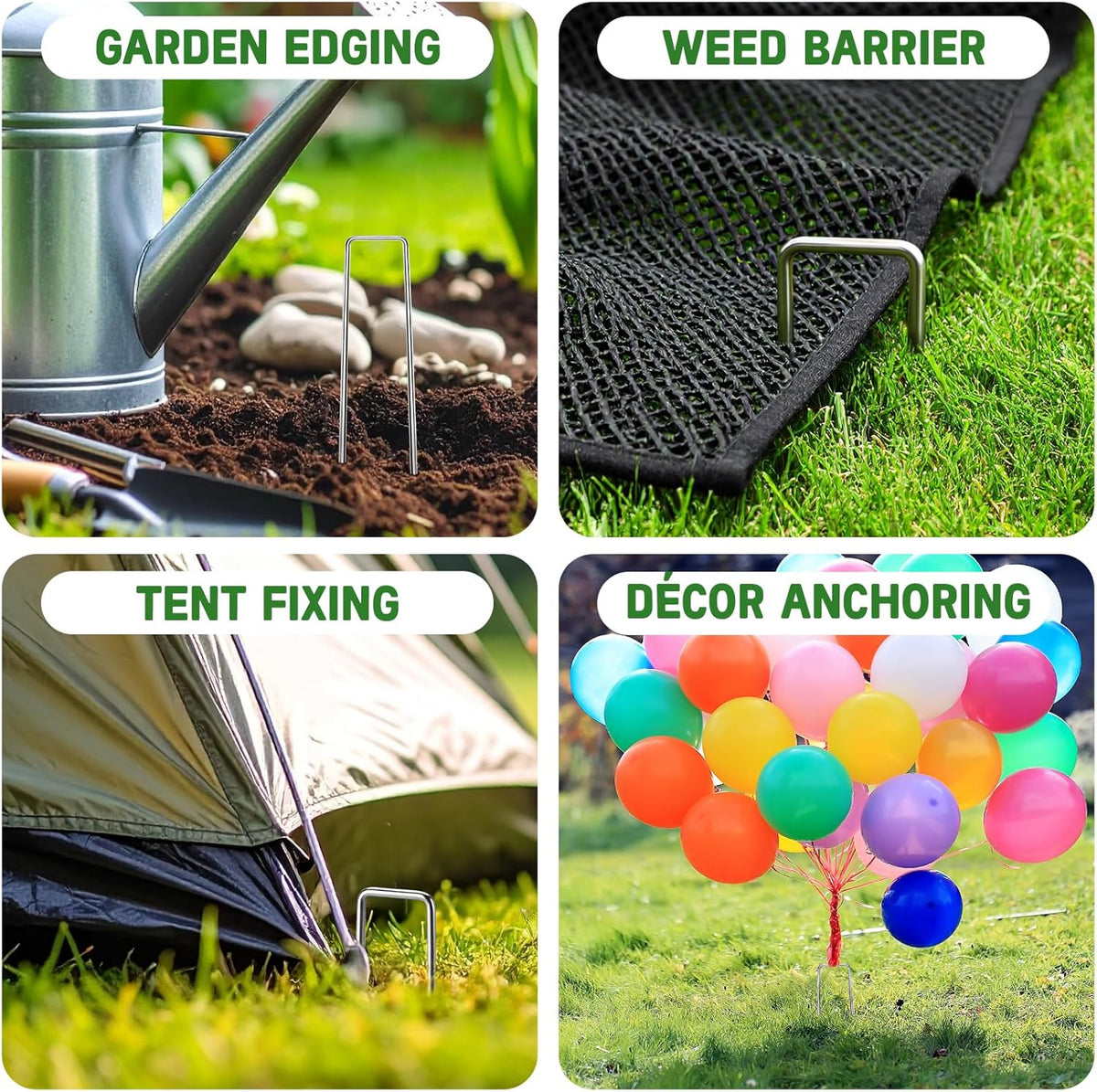 Breezz 25 Pack Garden Staples 6 Inch 12 Gauge Galvanized Pins, Heavy-Duty Ground Stakes for Weed Barrier, Irrigation Tubing, Yard Fabric, Halloween & Christmas Decoration Anchoring