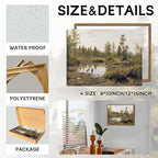 Floating Framed Canvas Wall Art Vintage Decor - Tranquil Marsh Landscape Wall Decor, Countryside Farmhouse Scenery Paintings Prints for Living Room Bedroom Office Decoration 8x10 inch
