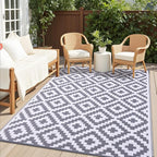 OLANLY Waterproof Outdoor Rug 6x9 ft, Outdoor Plastic Straw Rug for Camping, RV Mat Outside, Outdoor Carpet for Porch, Deck, Backyard, Balcony, Picnic, Grey & White