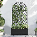 Casaphoria Metal Raised Garden Bed with Trellis and Wheels, 72"x35"x16" Planter Box for Climbing Plants, Vegetables & Vines, Features Drainage Holes and Privacy Screen (Black-Laurence)
