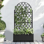 Casaphoria Metal Raised Garden Bed with Trellis and Wheels, 72"x35"x16" Planter Box for Climbing Plants, Vegetables & Vines, Features Drainage Holes and Privacy Screen (Black-Laurence)