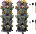 Vertical Planter 6 Tier Stackable Planters Garden Planters Strawberry Herb Flower and Vegetable Planter Indoor Outdoor Gardening Pots with Removable Wheels and Tools