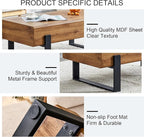 47.24'' Modern Rectangle Coffee Table Black Metal Legs for Living Room Dining Room Bedroom Office