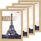 VCK 13x19 Picture Frame Set of 4 - Oak, Gallery-Quality Wood Poster Frames, 1.1-Inch Wide Border, Polished Plexiglass, Vertical or Horizontal Wall Display for Photo/Art/Prints, Natural Oak