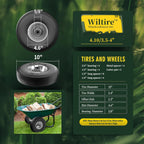 (2 Pack) 4.10/3.50-4 Flat Free Tire and Wheel 10-Inch Solid Wheel Replacement with 5/8 Extra 3/4 &1/2 Bearings,2.2" Offset Hub -Compatible with Hand Truck,Wheelbarrow(Wave,Gray)