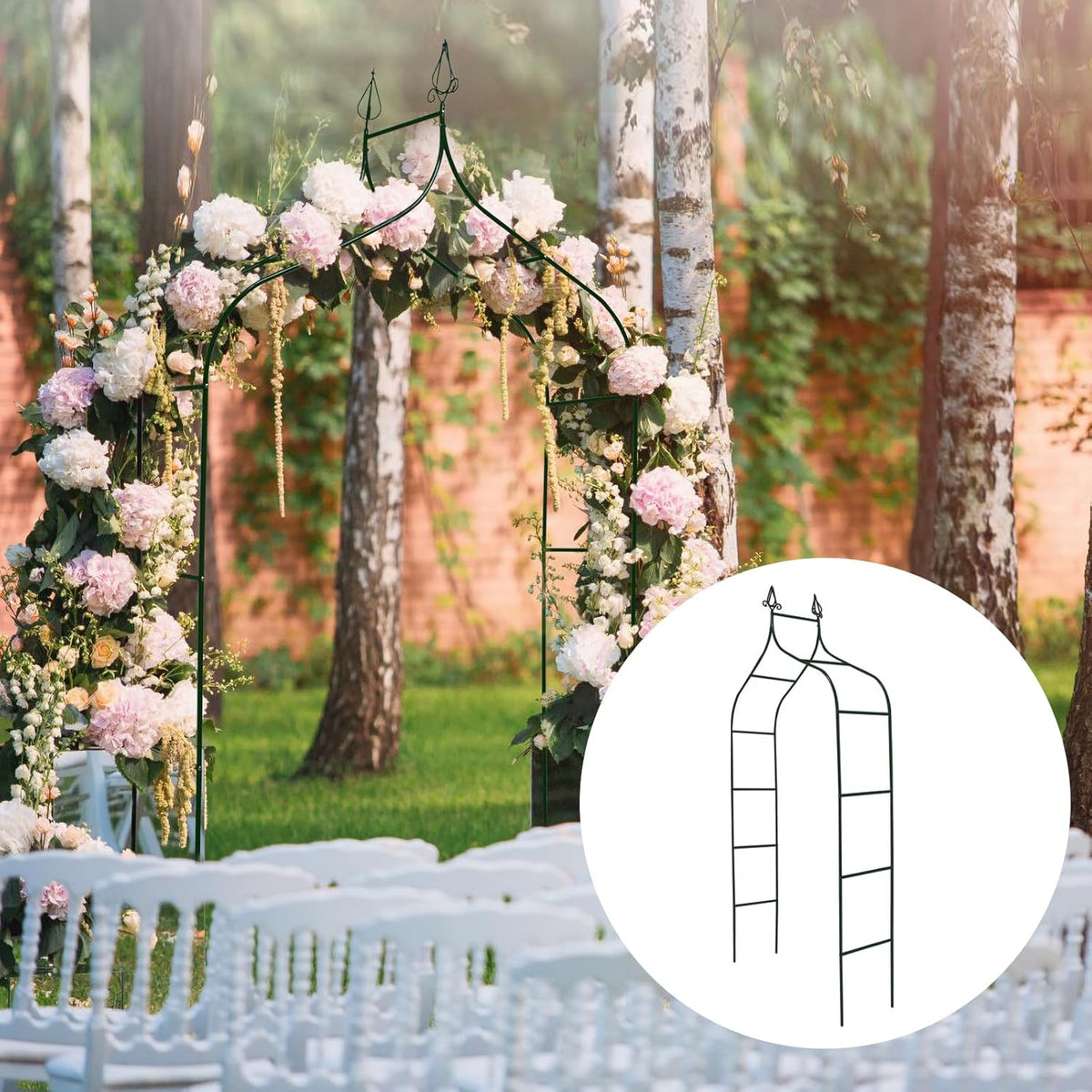 Garden Arch Trellis 8.4 Ft High x 4.6 Ft Wide, Dark Green Iron Arbor, Courtyard Arbor Trellis for Various Climbing Plants Rose, Outdoor Archway Wedding Ceremony Party