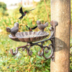 Sungmor Heavy Duty Cast Iron Bird Feeder with Hanging Bracket - Wall Mounted Bird Bath - Vintage & Lovely Birds Hanger Wall Hook for Planters, Lanterns, Wind Chimes and More Garden Decorative Items