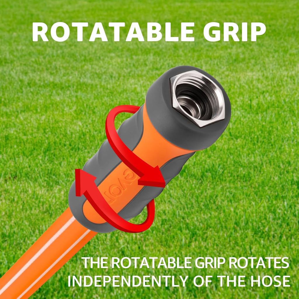 Fevone 12 ft x 5/8" Heavy Duty Garden Hose, Drinking Water Safe, Flexible & Kink-Free Hybrid Polymer Water Hose, Lightweight Outdoor Hose with swivel handles and 3/4" Solid Aluminum Fittings