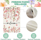 Baccessor Spring Summer Welcome Garden Flag 12.5 x 18 Inch Double Sided Burlap Pink Floral Cherry Blossom Farmhouse Small Yard Flag Summer Holiday Seasonal Outdoor Outside Decoration