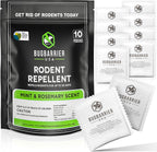 BugBarrier's Extra-Strength Mouse Repellent Deterrent Pouches, USDA 99% Biobased, Peppermint & Rosemary Oils Repel Mice Nesting in Car, RV, Boat, Garage, Shed, Cabin Made in The USA (Pack of 10)