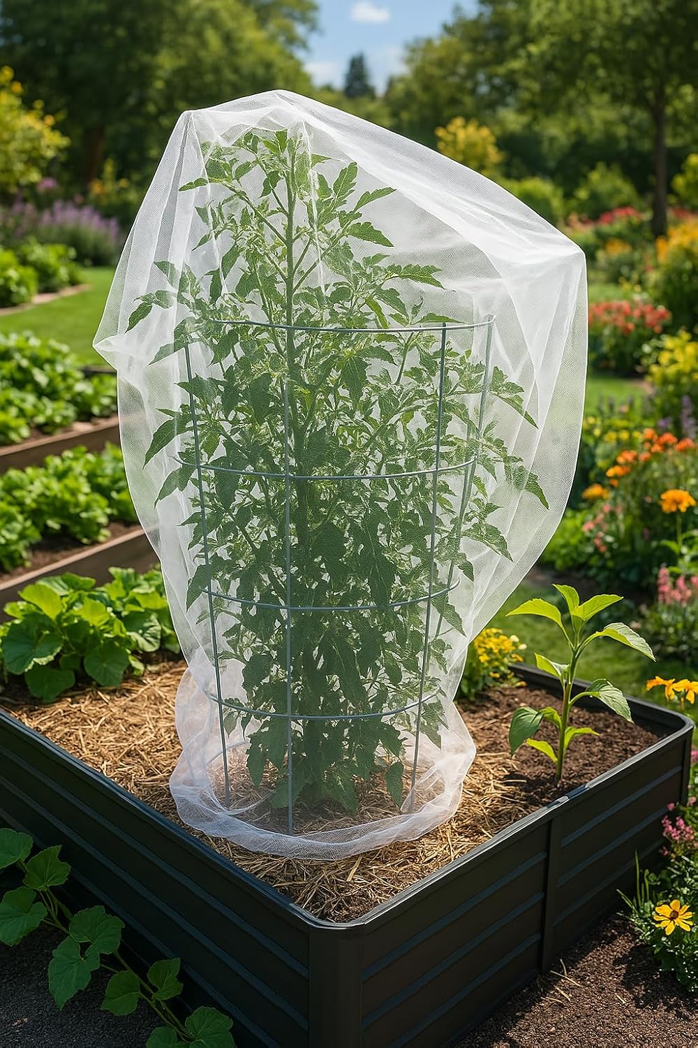 Fruit Tree Protection Bags 4x4.5 FT in 4 Pack | Multiple Size Garden Netting for Fruit & Vegetable Protection | White Plant Net Cover for Blueberry & Tomato | Bird & Insect Mesh Fabric Protector