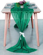 MDS Halloween Chiffon Table Runner - 25 Pack, 29 x 170 Inches, 14ft Each - Sheer Spooky Table Runners for Haunted House Parties, Trick-or-Treat Tables, Witchy Décor, Wedding & Events - Emerald Green