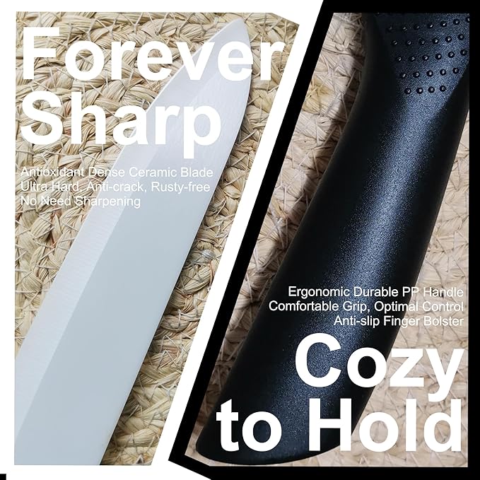 Ceramic Knife - 7 inch Chef's Knife - Light, Precise, Sharp Ceramic Kitchen Knife with Sheath Cover