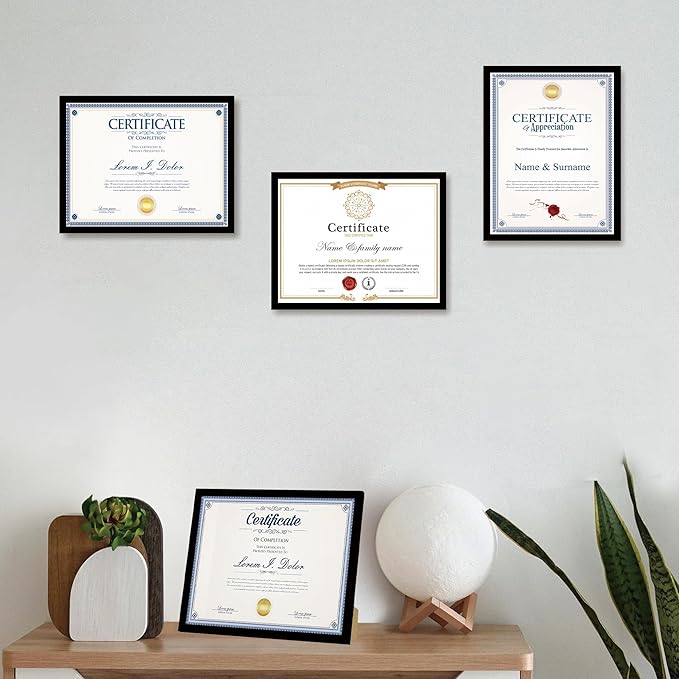 8.5x11 Picture Frame Set of 18,Black 8.5x11 Photo Frames Bulk for Document Certificate Award Diploma, Wall Hanging or Tabletop Display