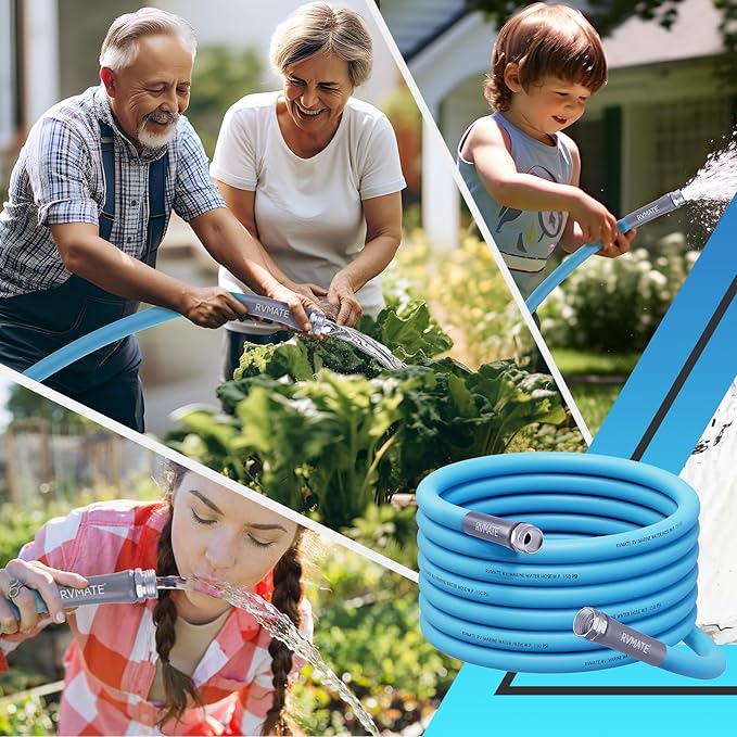 RVMATE RV Water Hose 100FT, 5/8” Inner Diameter Drinking Water Hose Lead-free, No Leaking Garden Hose For RV/Trailer/Camping, RV Accessories