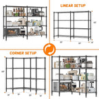 Homdox Heavy Duty Storage Shelves, 4 Tier Wire Shelving Unit, Adjustable Metal Shelves for Storage, Garage Rack Pantry Shelves Kitchen Shelving, 14"x60"x60", Black