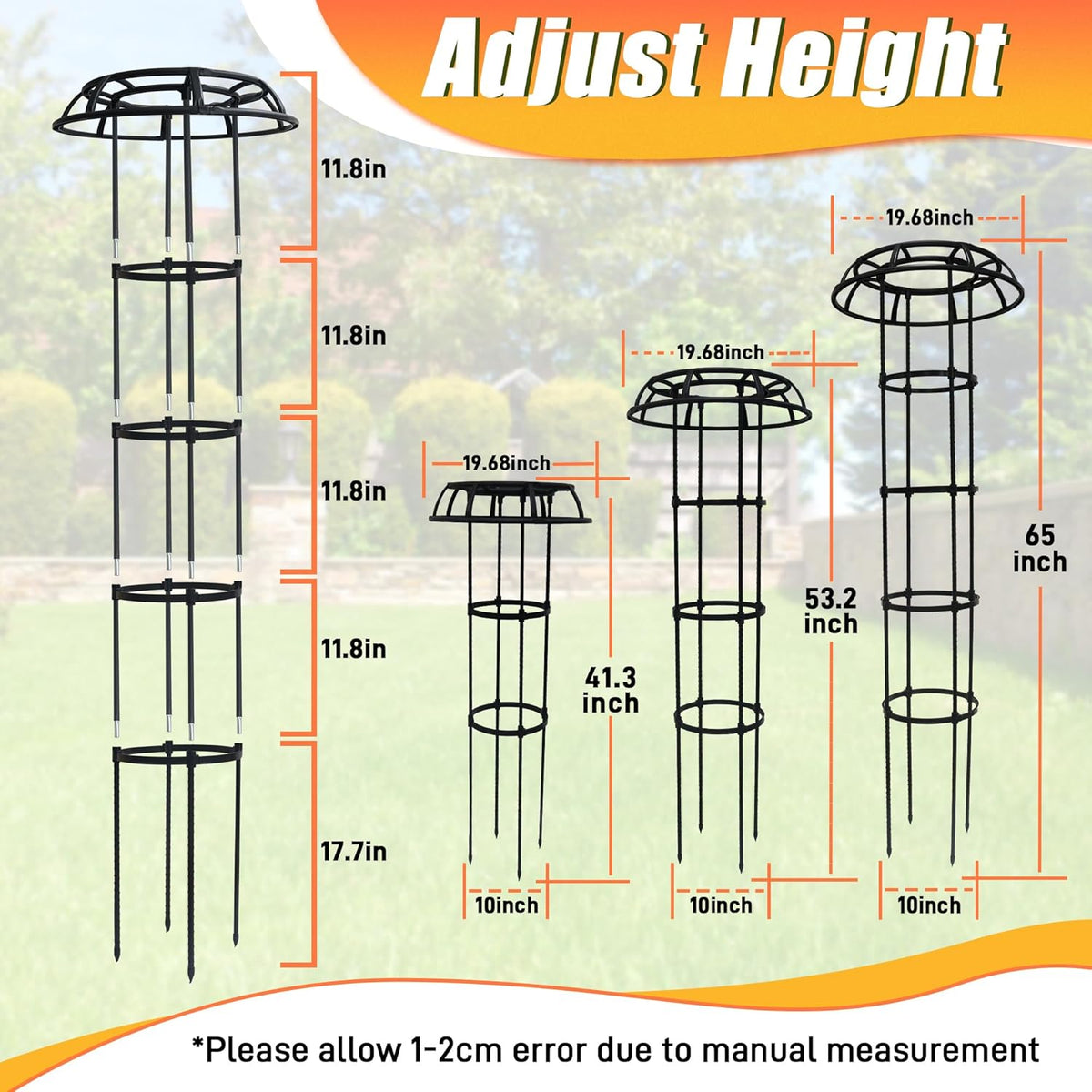 65 Inch Garden Trellis for Climbing Plants Outdoor, Mushroom Top Trellis for Potted Plants, Vines, Roses, Clematis, and Vegetables, Plant Trellis Support 2 Pack