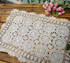 Cotton Handmade Crochet lace Table Runners Rectangular Tablecloth Doilies Doily Table Dresser Scarf Décor,19x31Inch,White