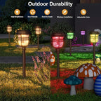 XMCOSY+ Solar Pathway Lights Outdoor 6 Pack, 2 Lighting Modes Warm White & RGB Auto Color Changing LED Solar Powered Garden Lights IP65 Waterproof for Yard Walkway Driveway Landscape Lawn Decorative