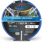 BluSeal Hot/Cold Water Rubber Garden Hose, 100% Rubber, Ultra-Light, Super Strong, 500 PSI, 50F to 190F Degrees, High Strength Polyester Braided (3/4" x 6')