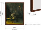 Poster Master Vintage Nocturne in Black and Gold Painting Poster - Retro The Falling Rocket Print - Abstract Art - Moody Art - Landscape Art - Office or Living Room Decor, 16x20 Brown Framed