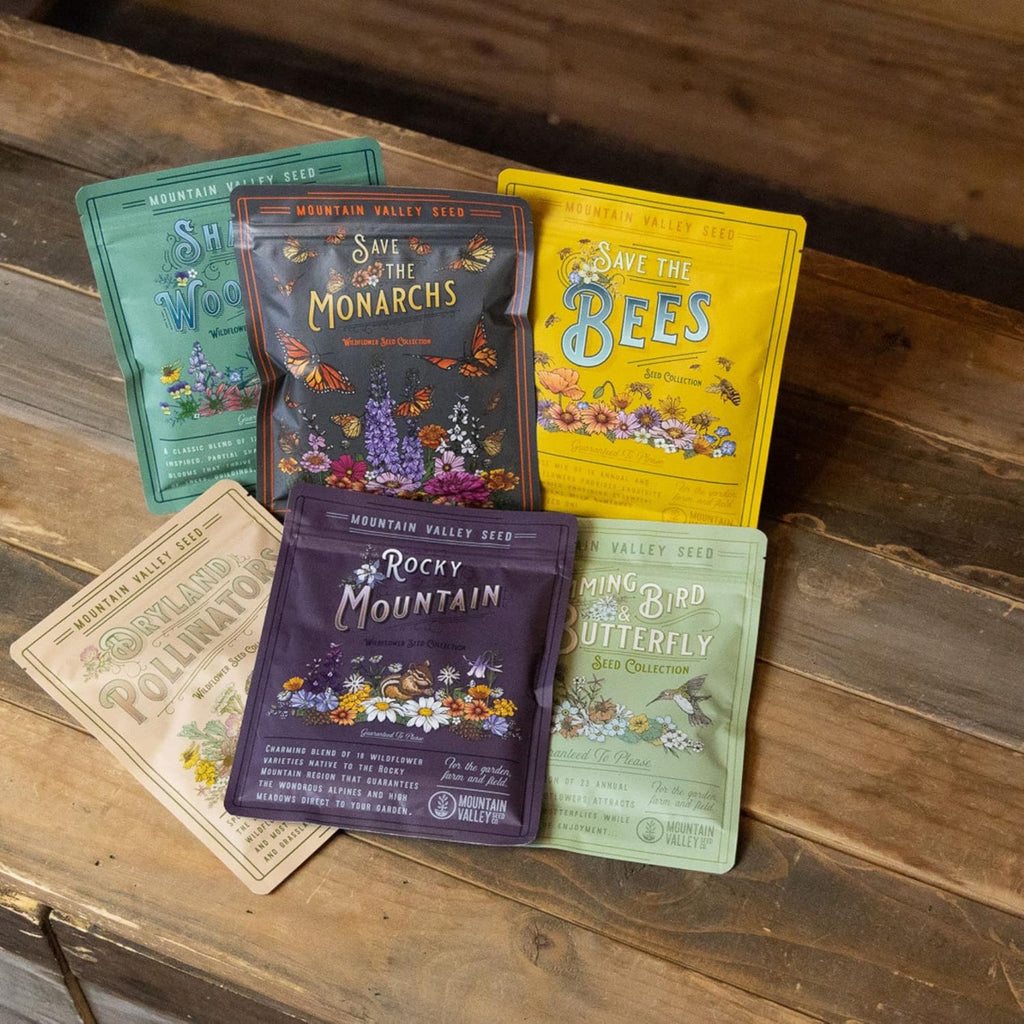 Wildflower Seeds Collection - 500,000+ Bulk Seeds - 6 Different Mixes Including Hummingbird & Butterfly, Save The Monarchs, Save The Bees, Shaded Woodland, Rocky Mountain, & Dryland Pollinator
