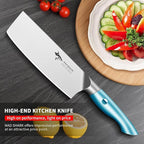 MAD SHARK Nakiri Chef Knife 7 Inch Vegetable Knives, Ultra Sharp Knife, Multipurpose Chopping Knife with Precision and Beauty, for Home and Kitchen, Unique gift for Family with Box，Blue