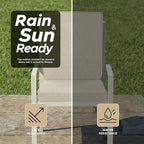 Outdoor Chair Cushions, Water-Resistant & Fade-Resistant, Patio Furniture Lawn Dining Chair Seat Replacement with Mid Back, Ties Zipper, Removable Cover, 18 x 16.5 Inch, Set of 4, Beige
