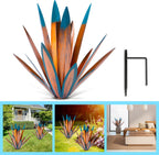 Homight Large Agave Sculpture Rustic Metal Agave Plant Outdoor Interior Decoration Outdoor Lawn Decoration Yard Wooden Posts Matching Garden Suitable for Patio