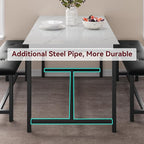 Dining Table Set for 4, Dining Room Table Set with 2 Upholstered Benches, Small Kitchen Table Set, 3 Piece Farmhouse Rectangular Dining Room Table Set, Space Saving Dining Table for Apartment