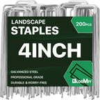 Landscape Staples 4 inch Stakes for Gardening 200 Pack Galvanized Garden Staples for drip Irrigation Landscape Fabric pins Updated Heavy-Duty Weed Barrier Fabric Lawn Outdoor Projects,Decorations