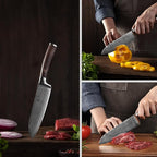 Wakoli 7-inch Damascus Santoku Knife - 67-Layer VG10 Core Steel, Razor Sharp Japanese Chef's Knife with Pakkawood Handle, for Meat, Vegetables & All Kitchen Tasks - Gift Box (EDIB)