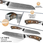 Latim's Professional Santoku Chef Knife 7 inch，Damascus Kitchen Knives Made of Japanese VG-10 Stainless Steel with Unique Pattern，Ultra Sharp Blade and Ergonomic Handle