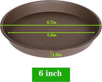 6 Pack Plant Saucer Tray, 4 5 6 8 10 12 13 15 17 19 inch Plant Saucers, Heavy Duty Plastic Plant Drip Trays for Indoors, Flower Plant Water Tray, Plant Trays for Pots Base (6 inch, Chocolate)