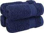 Cotton Paradise 100% Cotton Turkish Washcloth Set for Bathroom, 4 Piece Soft Absorbent Small Hand Face Towels Wash Rags, Navy Blue