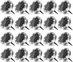 20 Pack Solar Ground Lights Outdoor, 8 LED Mini Flat Solar Disk Lights, IP65 Waterproof Anti-Rust Disc Light, Landscape Lighting for Garden Pathway Yard Walkway Driveway Lawn,Cool White