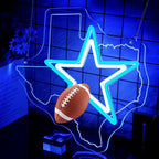Cowboy Football Neon Sign Texas Neon Sign for Wall Decor - Neon Star Acrylic USB Powered LED Wall Art Decor, Light Up Sign Dimmable, for Man Cave Bedroom Bar Club Party Game Room 14.02 x 13.35 Inches