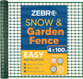ZEBRO 4' x 100' Green Plastic Garden Fence Roll – Standard Duty Safety Netting for Snow, Poultry, Deer, Dogs – Reusable Outdoor Barrier for Yard, Landscaping, Animal Protection