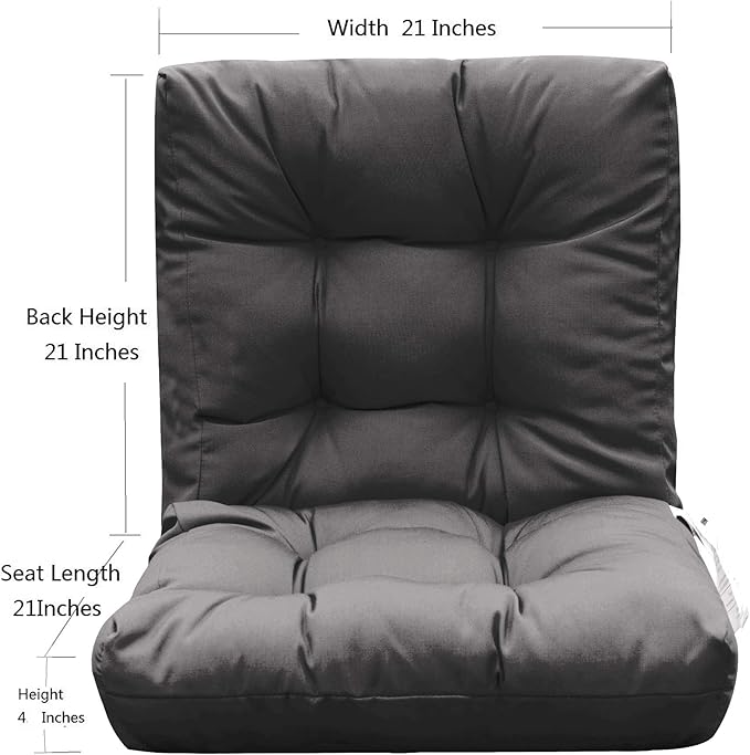 QILLOWAY Outdoor Chair Cushion for Patio Furniture, Waterproof Patio Cushions Set of 2 with Ties, Fade Resistant Replacement Pads for Outdoor Rocking Chairs,Dark Grey