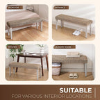 Solid Wood Acacia Indoor Bench with Natural Woven Water Hyacinth Seat, Wood Bench for Living Room or Entryway, Vintage Bench, Fishbone Style, Plait Style with Grey Leg