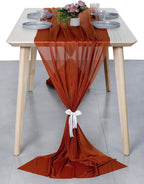 MDS Halloween Chiffon Table Runner - 20 Pack, 29 x 170 Inches, 14ft Each - Sheer Spooky Table Runners for Haunted House Parties, Trick-or-Treat Tables, Witchy Décor, Wedding & Events - Terracotta