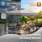 Flexzion Gazebo Cover Replacement Canopy Top 8x8 Ft (2.4m x 2.4m) - Double Tier Top Canopy Cover Replacement with UV30+, Dirt, Water Resistant for Outdoor, Sunshade, Garden, Patio, Pavilion (Gray)