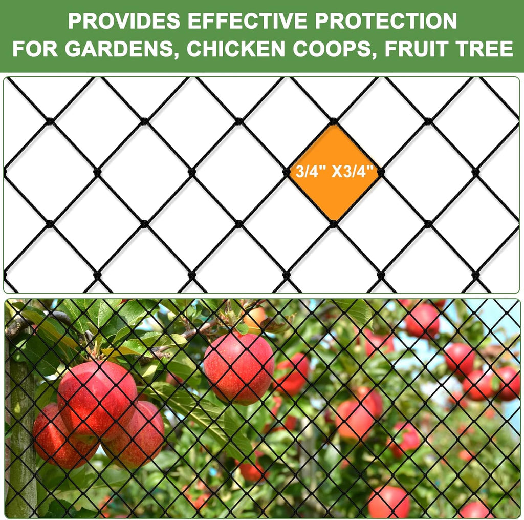 Bird Netting, Garden Netting with 3/4” Mesh Net as Poultry Netting for Chicken Coop, Heavy Duty Nylon Netting for Garden Protection, Fruit Tree Netting for Orchard Against Squirrels, Deer